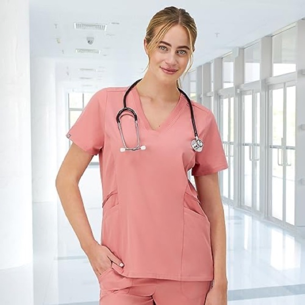 Hanes womens Scrubs Healthcare Top, Moisture wicking Stretch Scrub Size XL